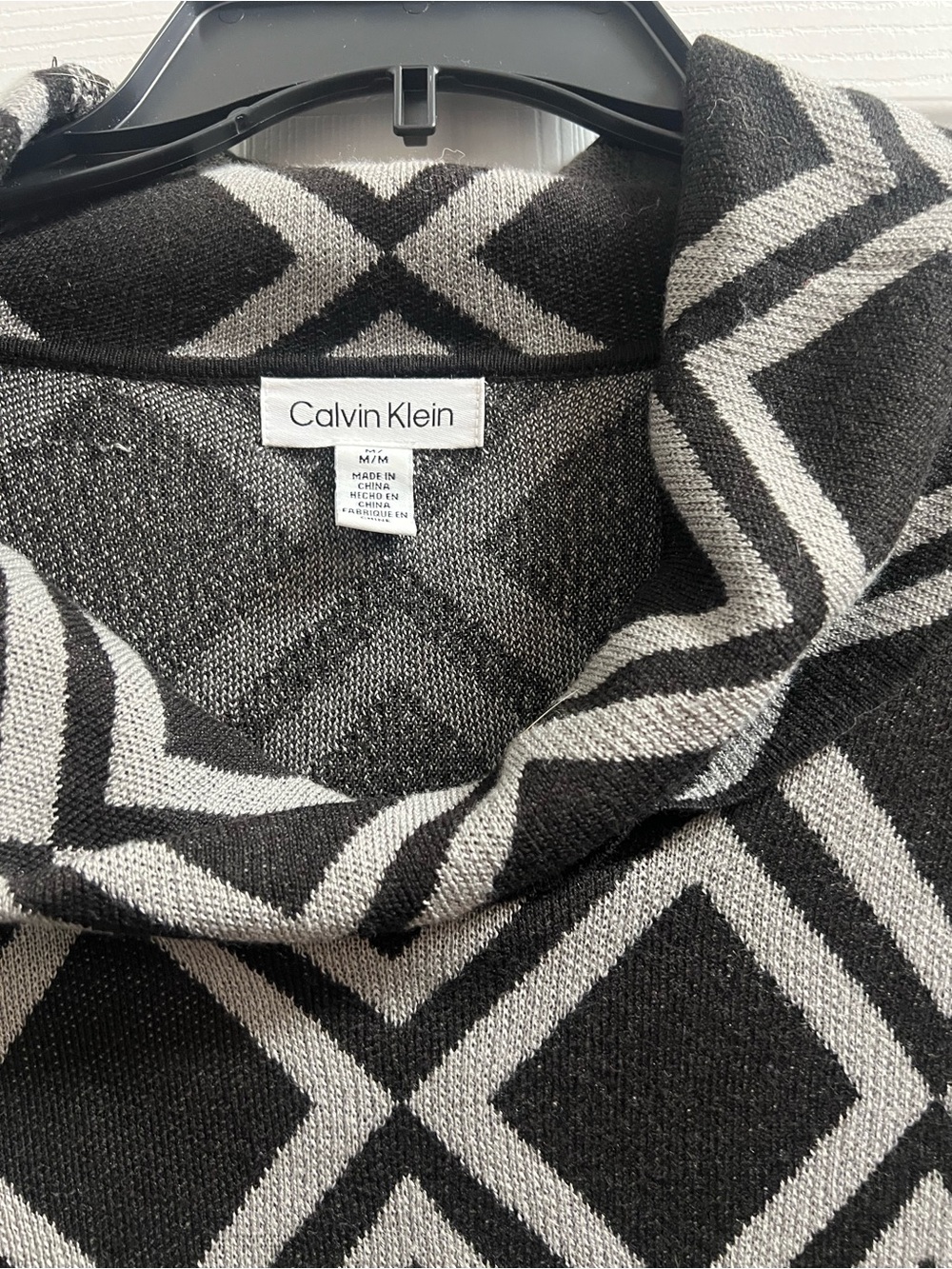 Calvin Klein Black & Gray Geometric Turtleneck Sweater